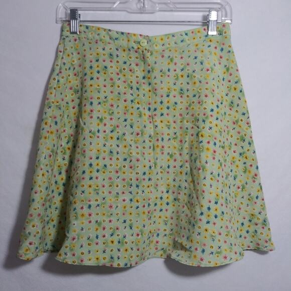 Exact Change Vintage 90s Floral Skater Skirt Mini Soft Girl Size 9 - Picture 3 of 6